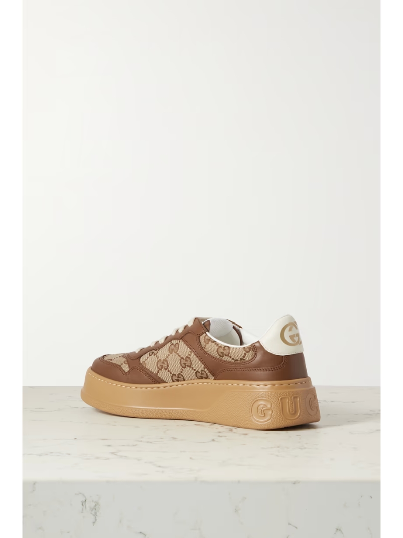 GG leather and canvas sneakers