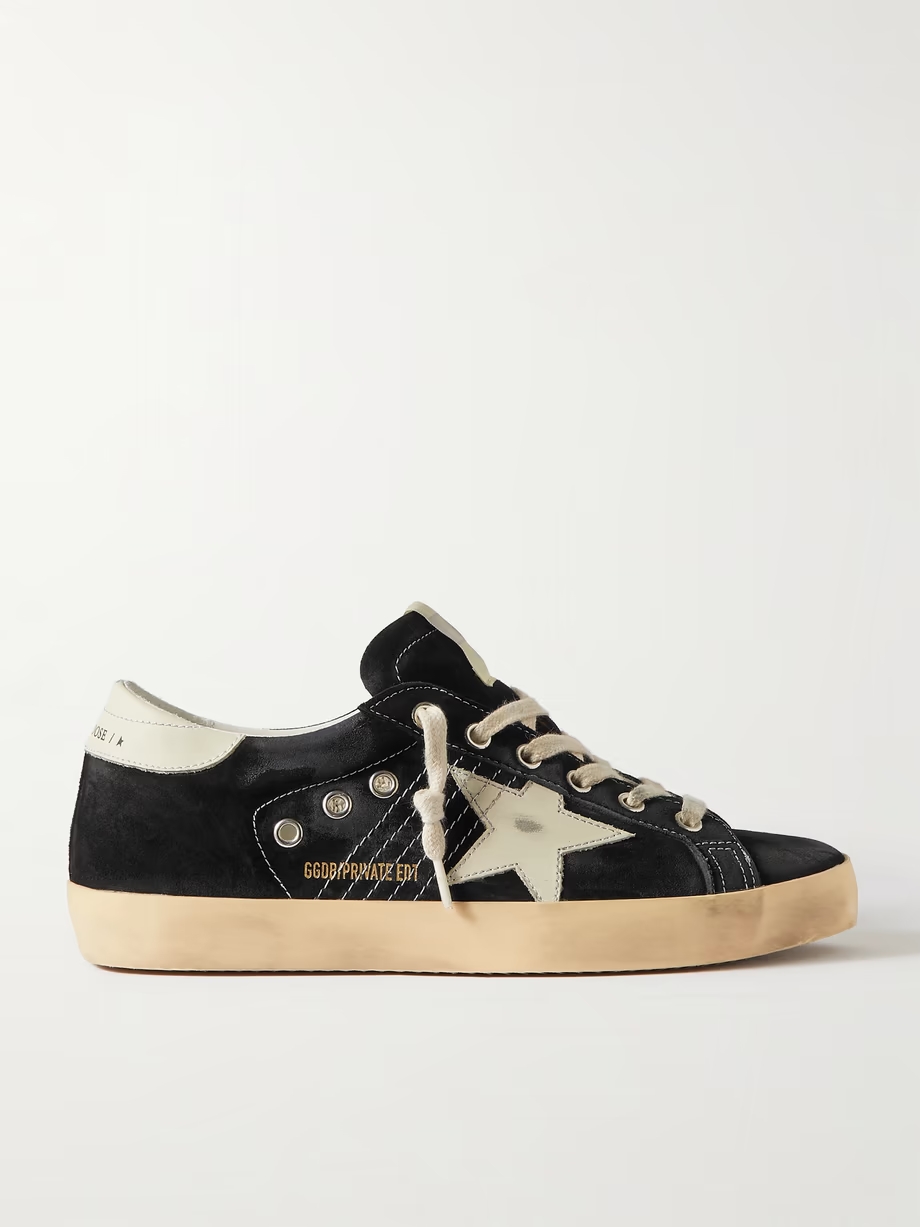 Superstar distressed leather-trimmed suede sneakers Superstar distressed leather-trimmed suede sneakers