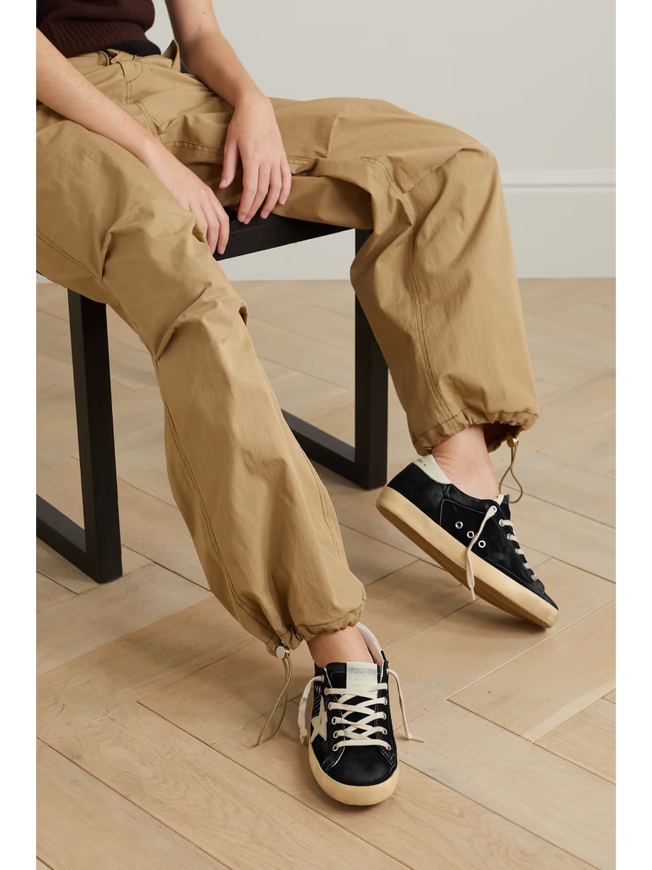 Superstar distressed leather-trimmed suede sneakers Superstar distressed leather-trimmed suede sneakers