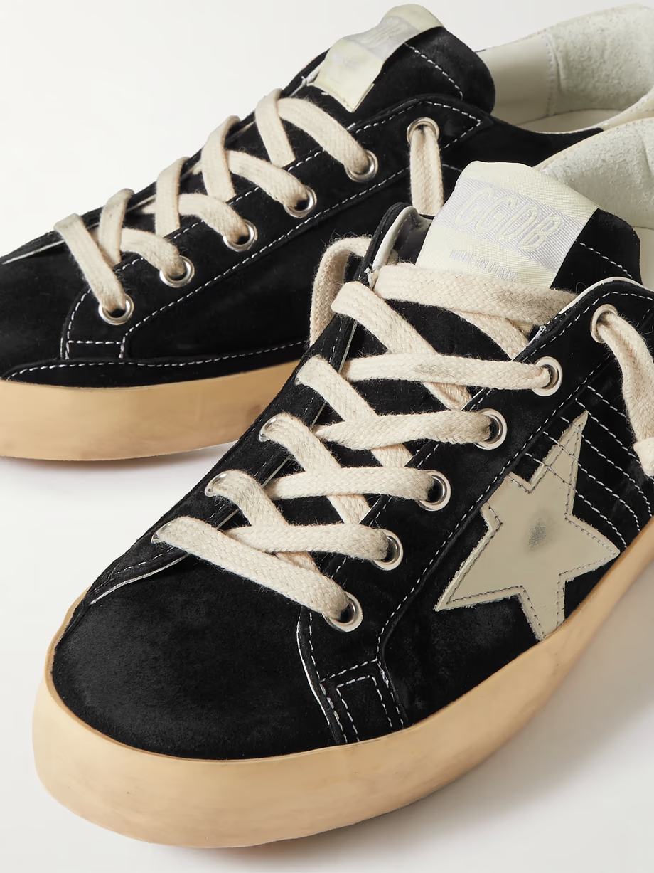 Superstar distressed leather-trimmed suede sneakers Superstar distressed leather-trimmed suede sneakers