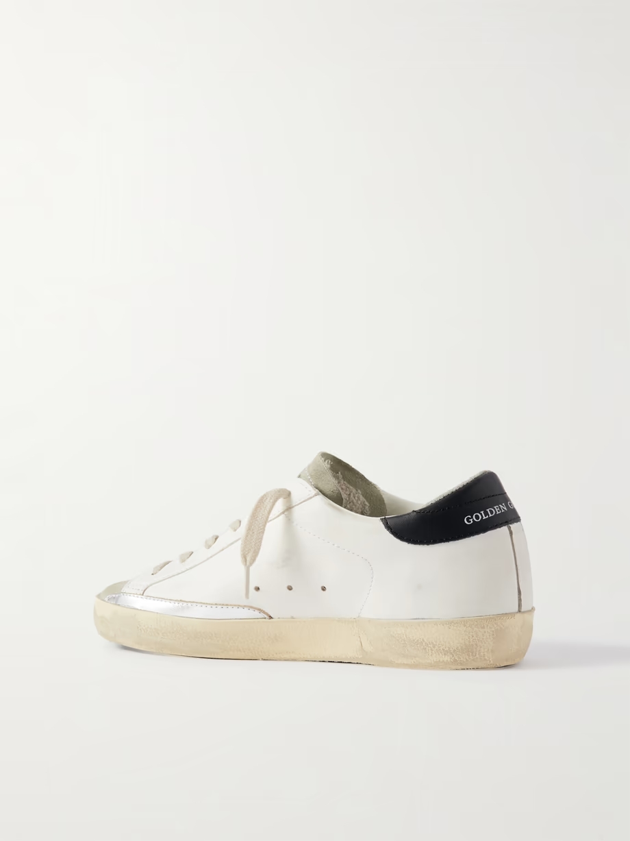 Super-Star distressed leather and suede sneakers