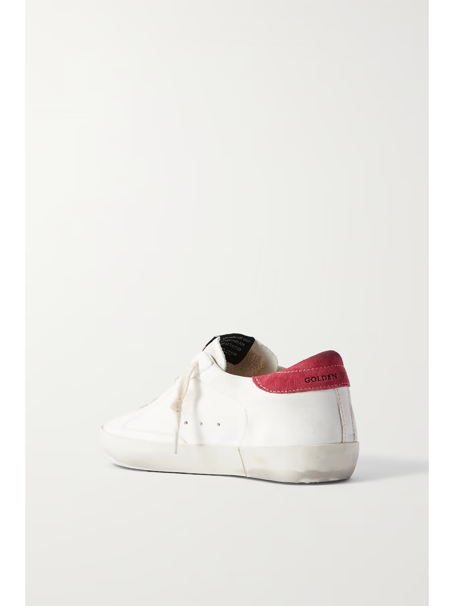 Super-Star suede-trimmed distressed leather sneakers