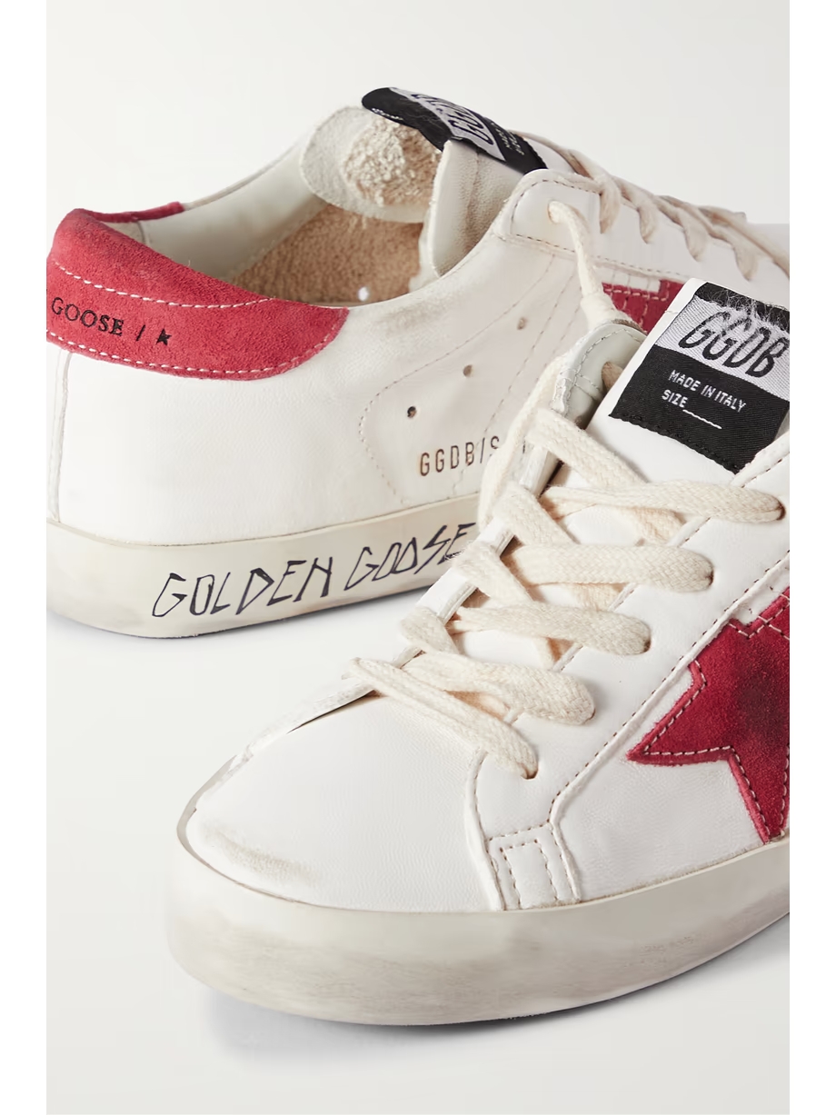 Super-Star suede-trimmed distressed leather sneakers