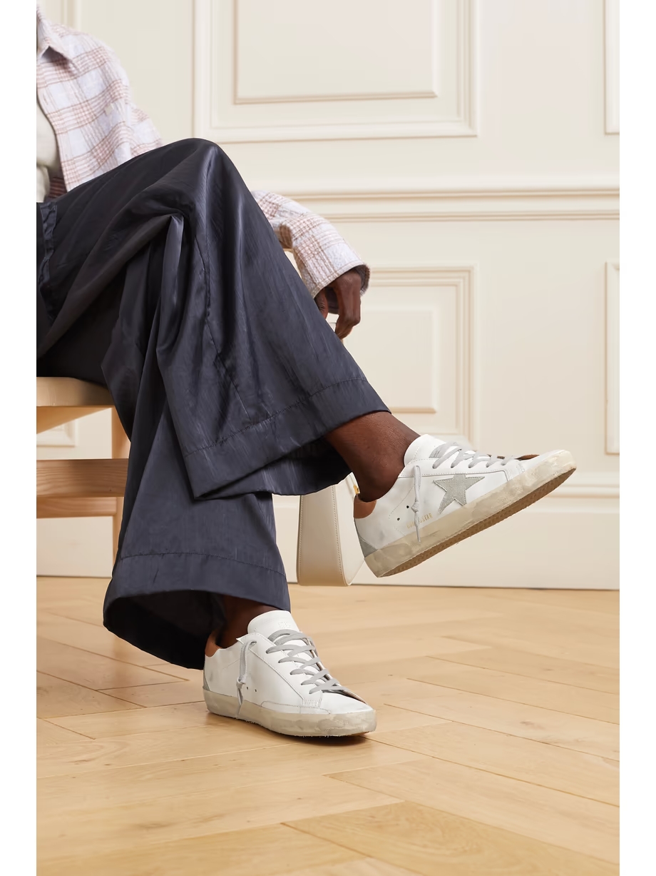 Super-Star suede-trimmed distressed leather sneakers Super-Star suede-trimmed distressed leather sneakers