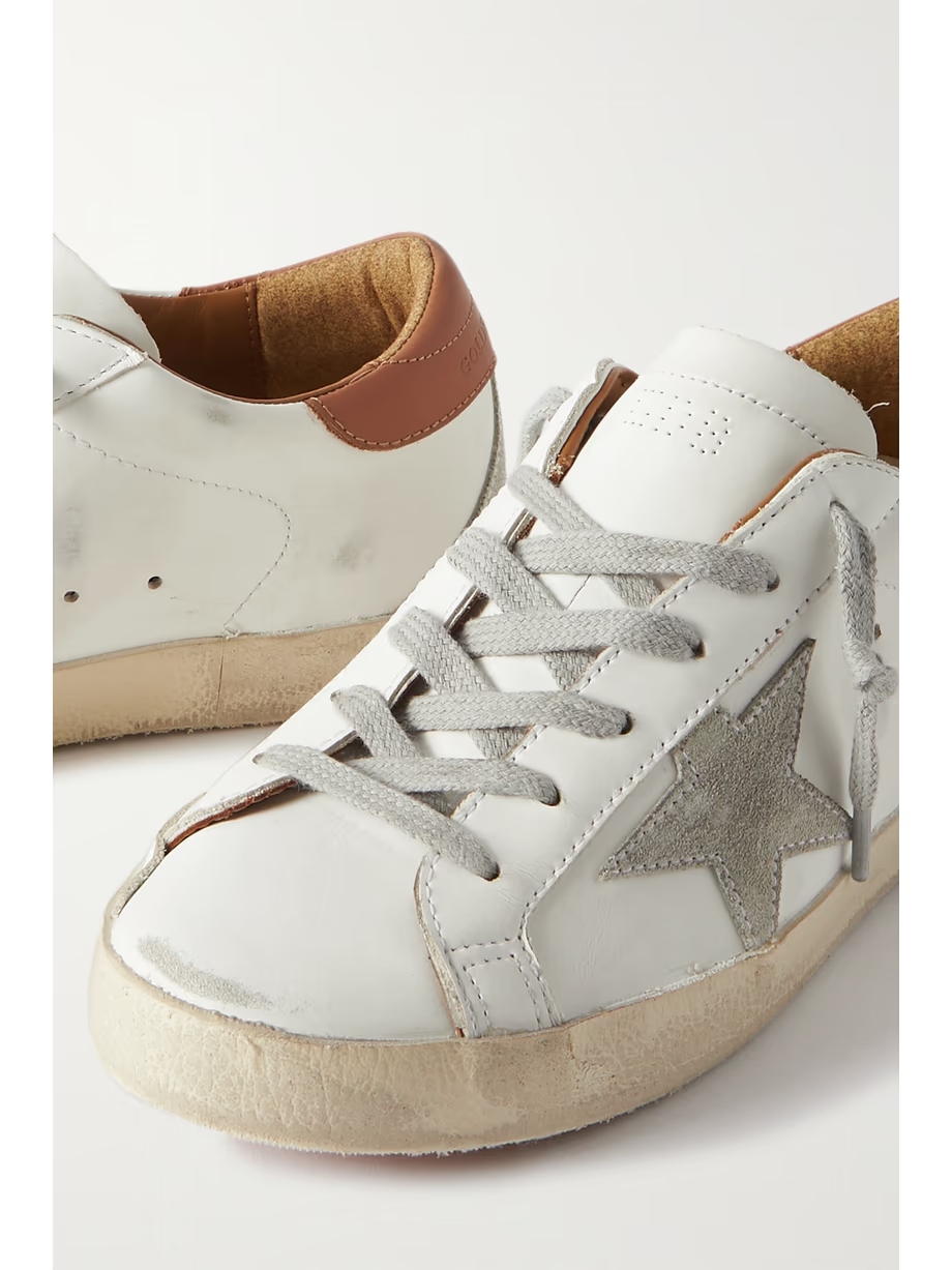 Super-Star suede-trimmed distressed leather sneakers Super-Star suede-trimmed distressed leather sneakers