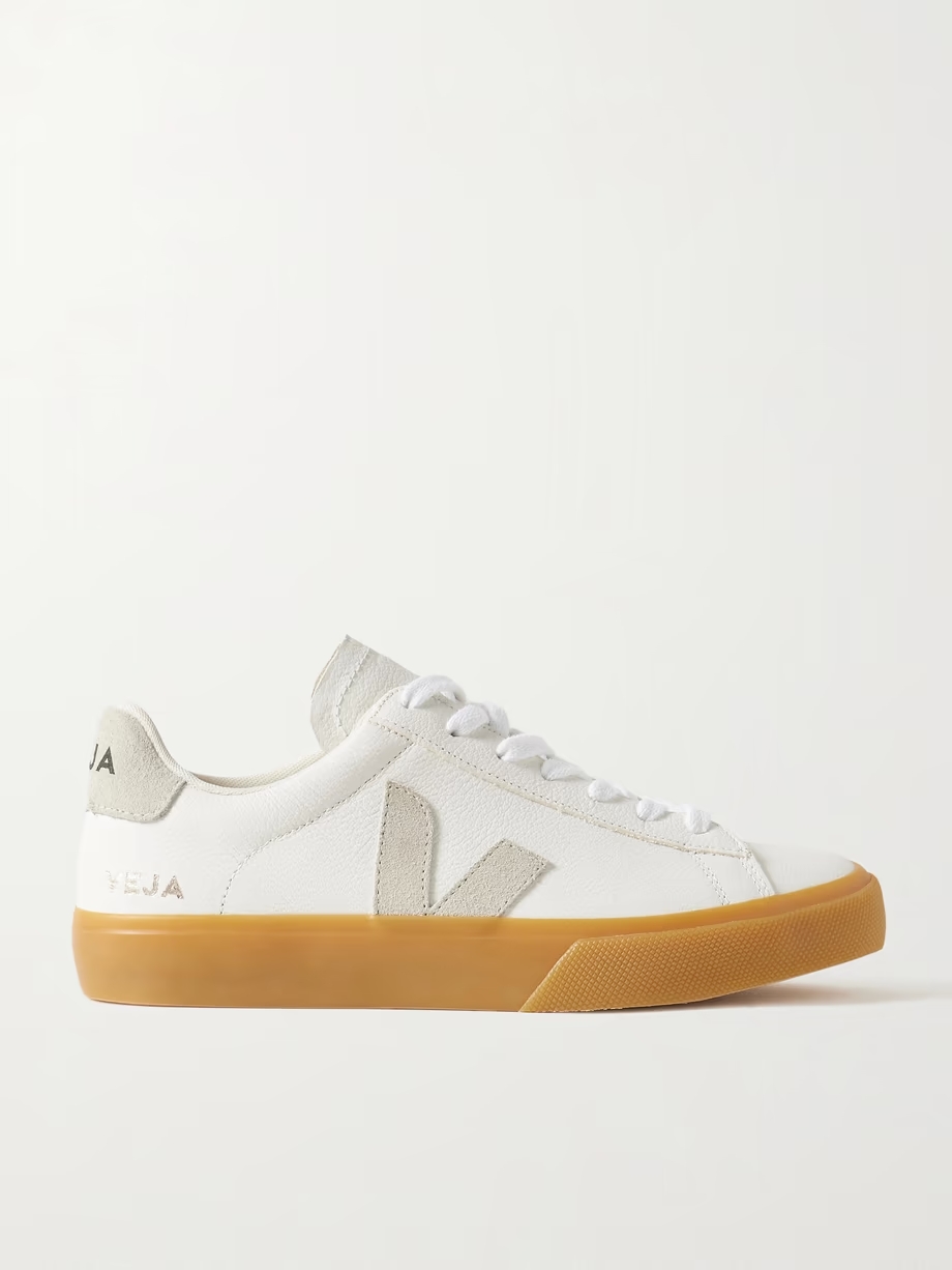 Campo suede-trimmed textured-leather sneakers