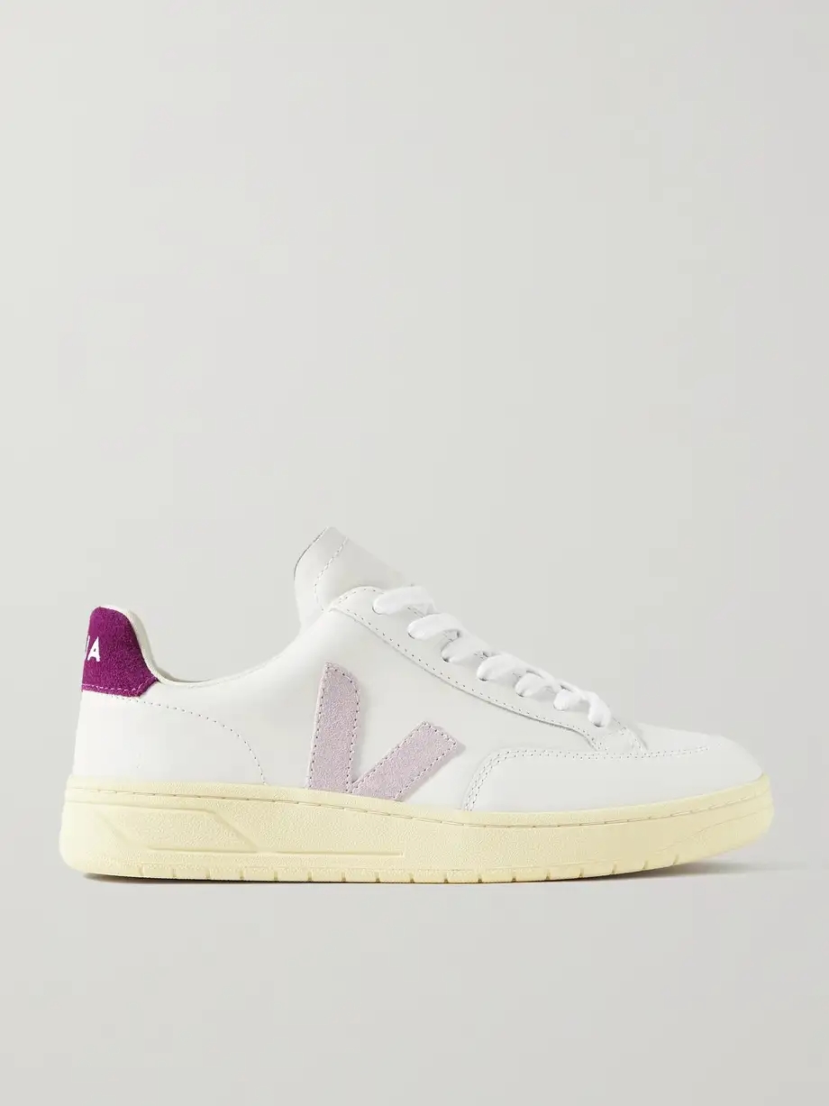 V-12 suede-trimmed leather sneakers