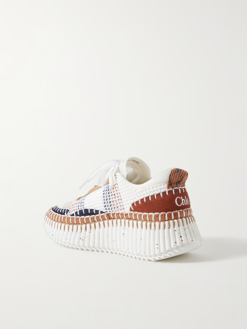 + NET SUSTAIN Nama embroidered suede and recycled-mesh sneakers