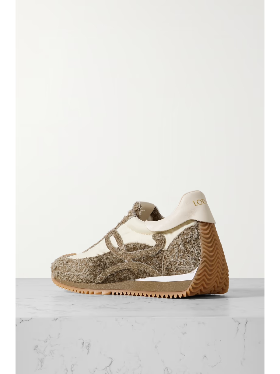 Flow Runner leather-trimmed shell and brushed suede sneakers Flow Runner leather-trimmed shell and brushed suede sneakers