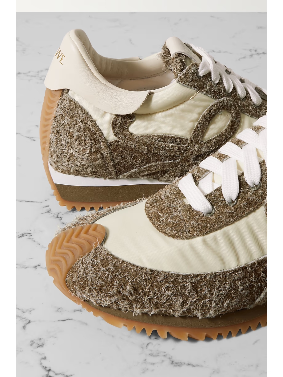 Flow Runner leather-trimmed shell and brushed suede sneakers Flow Runner leather-trimmed shell and brushed suede sneakers