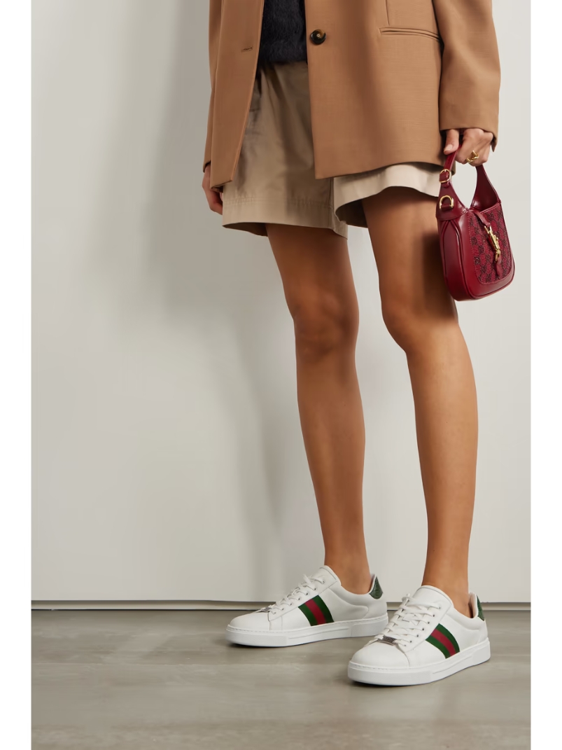 Ace webbing-trimmed leather sneakers Ace webbing-trimmed leather sneakers