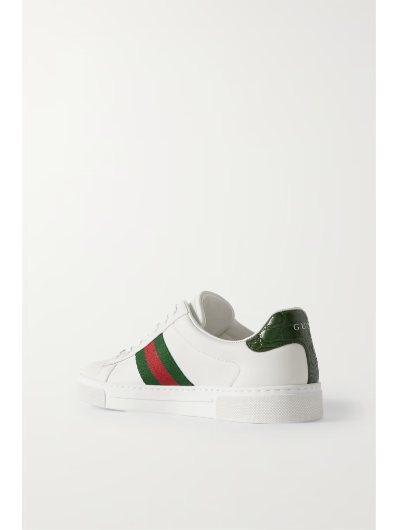 Ace webbing-trimmed leather sneakers Ace webbing-trimmed leather sneakers