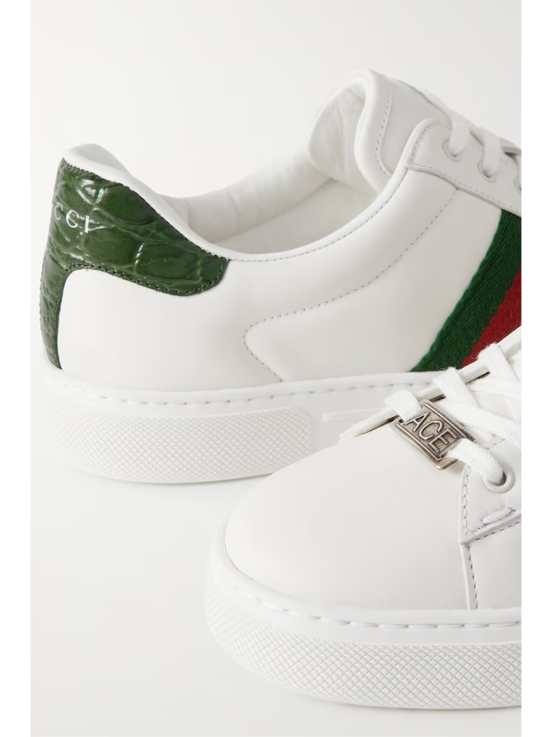 Ace webbing-trimmed leather sneakers Ace webbing-trimmed leather sneakers