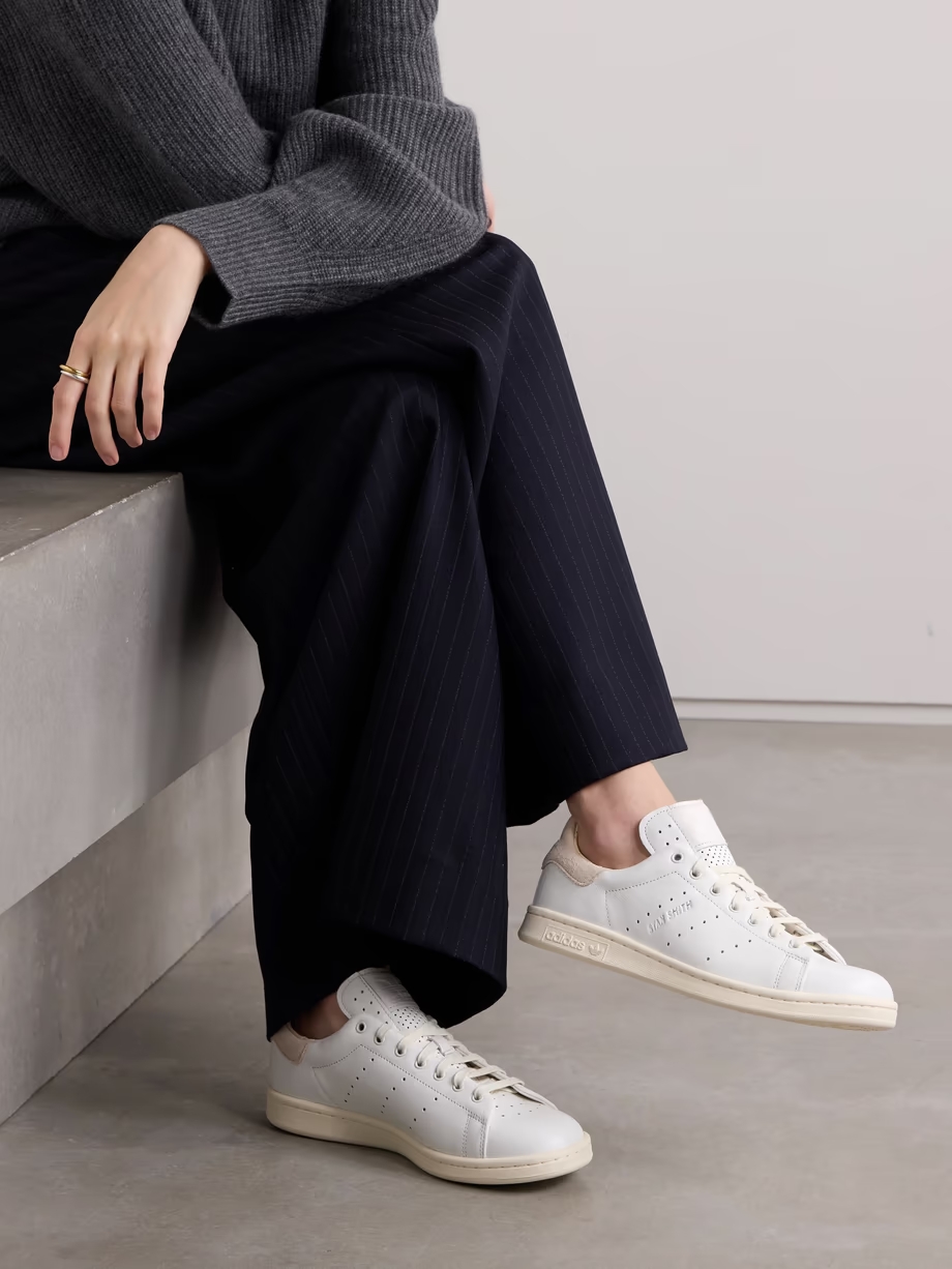 Stan Smith Lux suede-trimmed leather sneakers