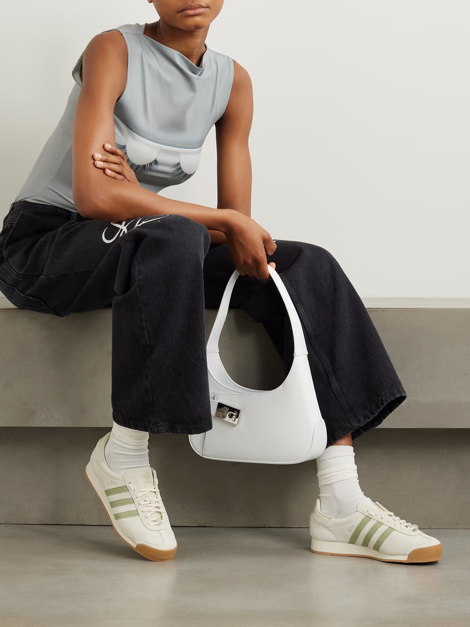 + Maha Samoa leather-trimmed suede sneakers + Maha Samoa leather-trimmed suede sneakers