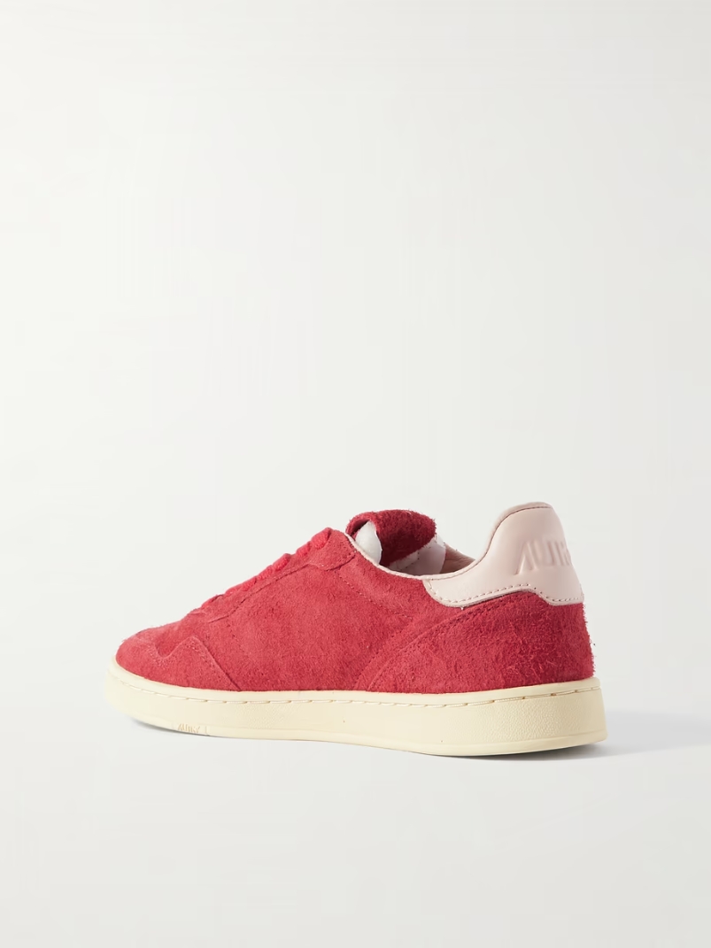 Flat Low leather-trimmed suede sneakers