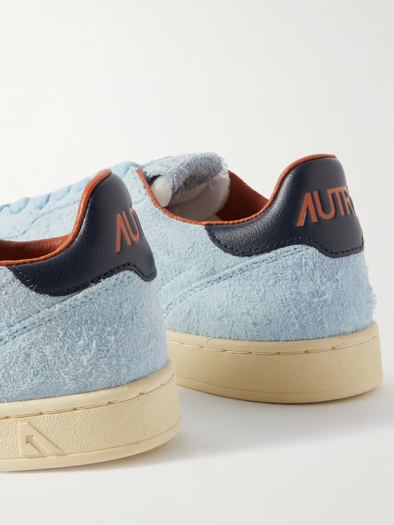 Flat Low leather-trimmed suede sneakers