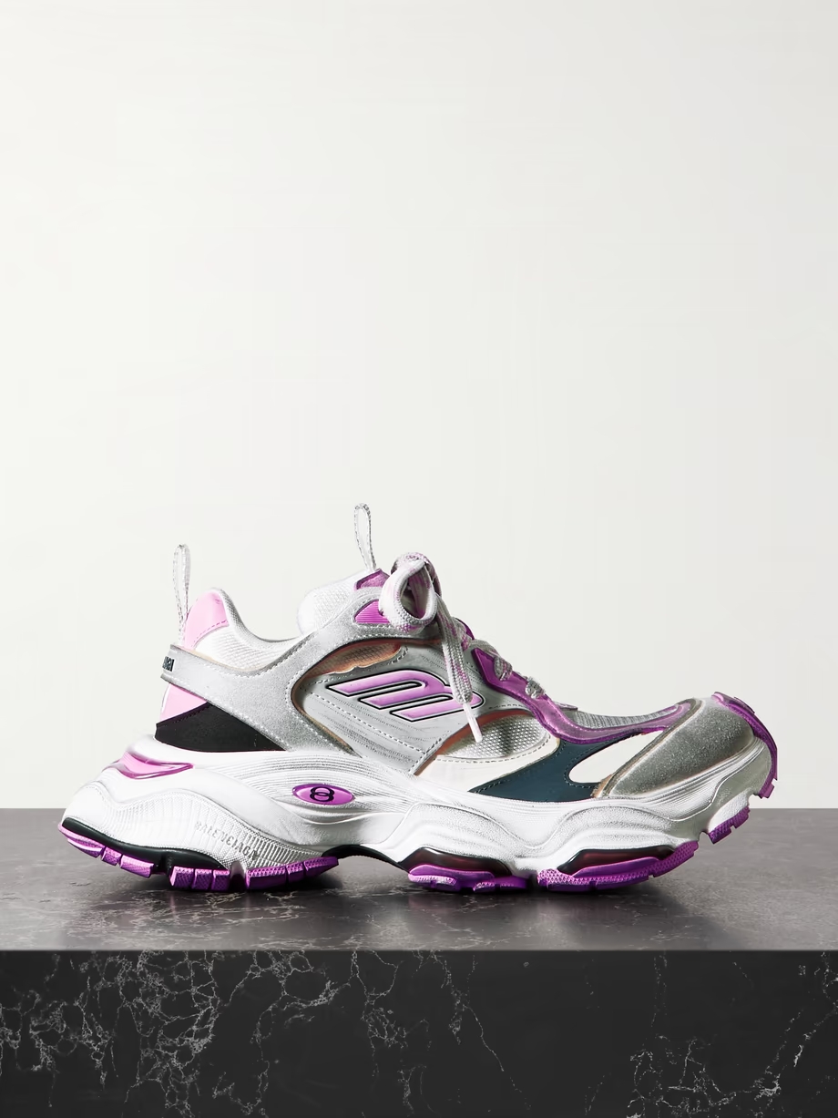 Cargo distressed rubber-trimmed faux suede and mesh sneakers Cargo distressed rubber-trimmed faux suede and mesh sneakers