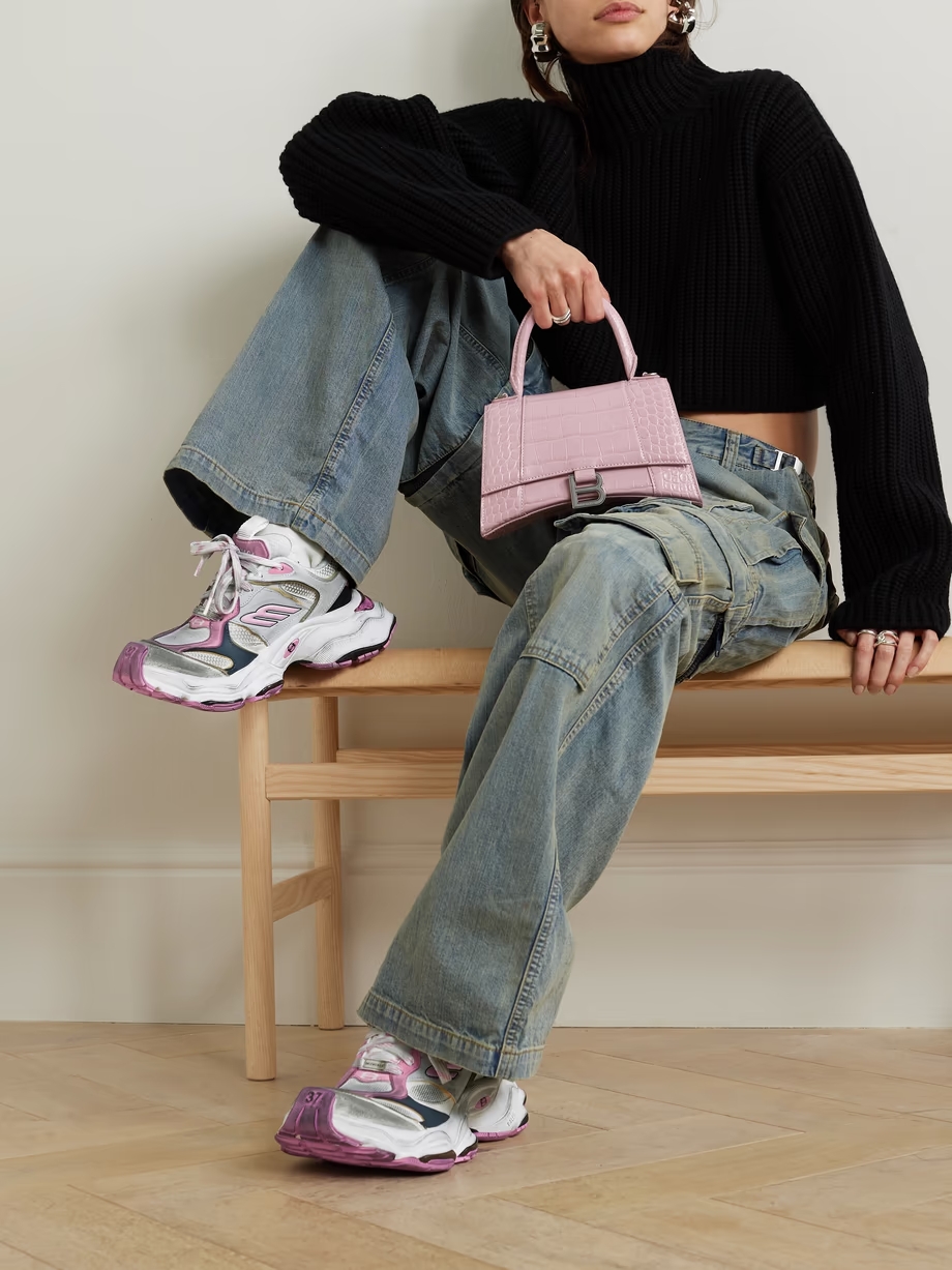 Cargo distressed rubber-trimmed faux suede and mesh sneakers Cargo distressed rubber-trimmed faux suede and mesh sneakers