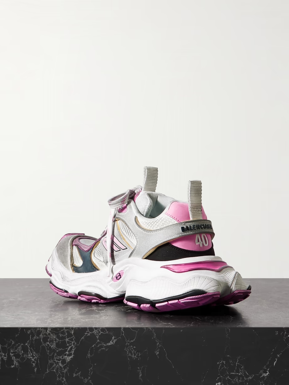 Cargo distressed rubber-trimmed faux suede and mesh sneakers Cargo distressed rubber-trimmed faux suede and mesh sneakers