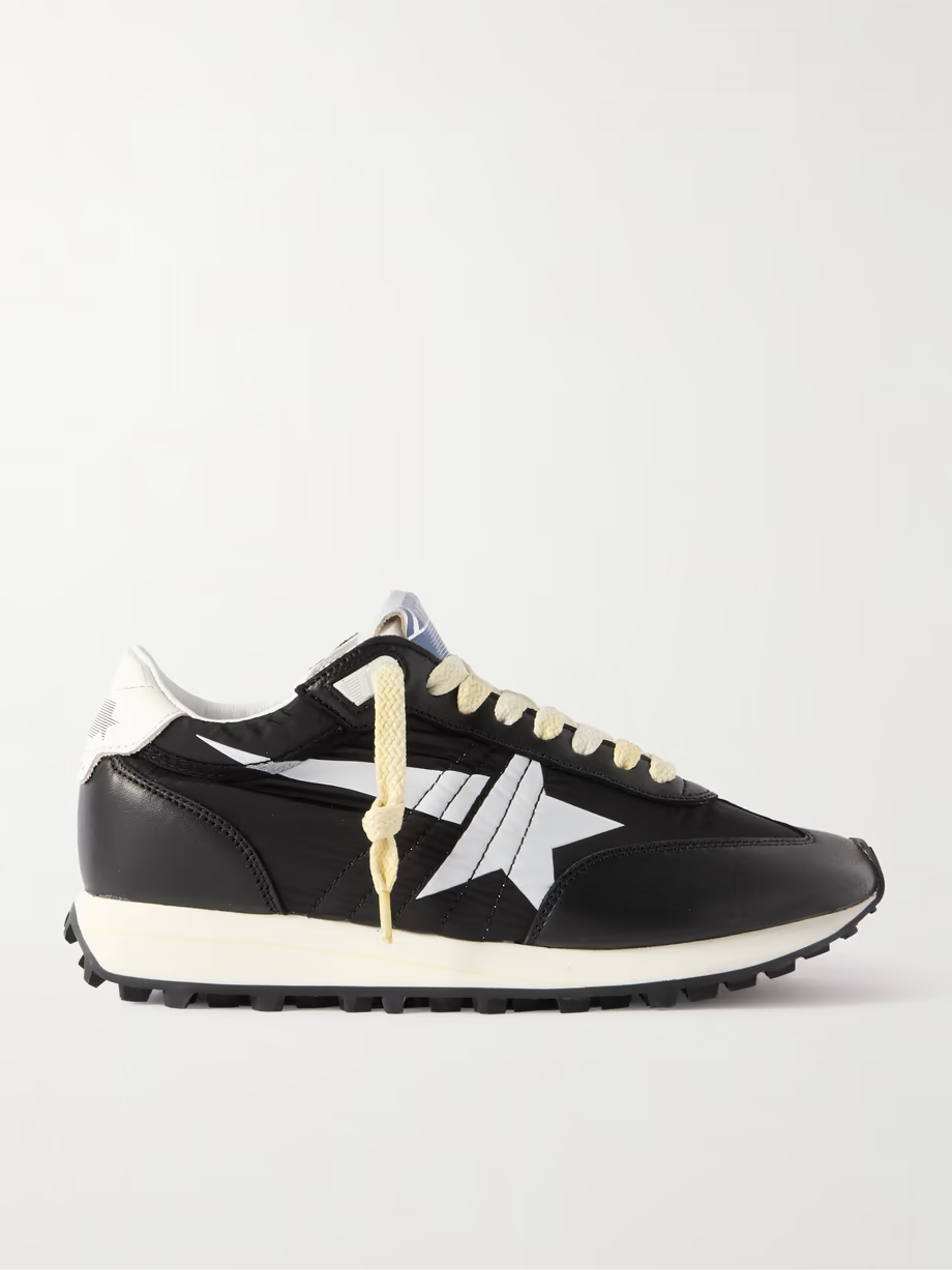 Running Marathon leather-trimmed shell sneakers