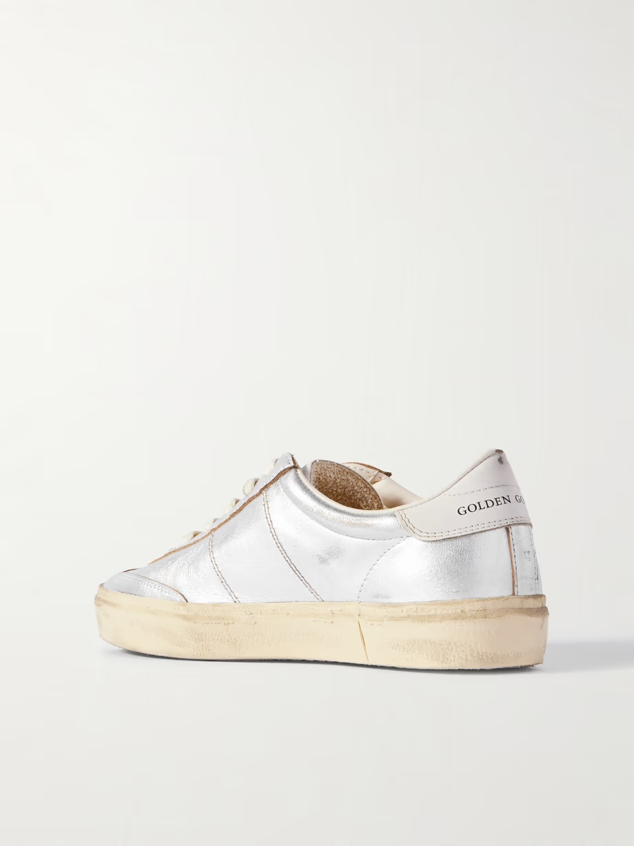 Soul-Star distressed metallic leather sneakers