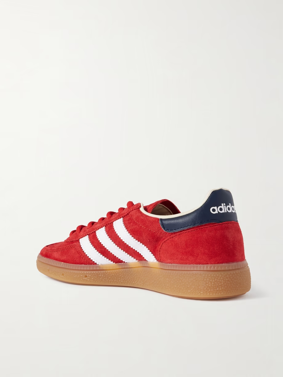 + Sporty & Rich Olympic Spezial embellished leather and grosgrain-trimmed suede sneakers