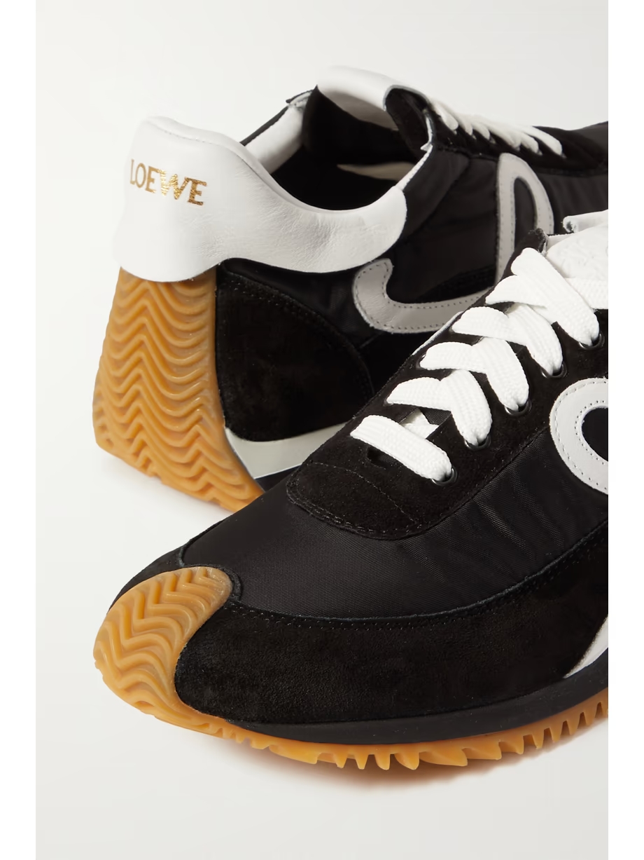 Flow logo-appliquéd leather and shell sneakers