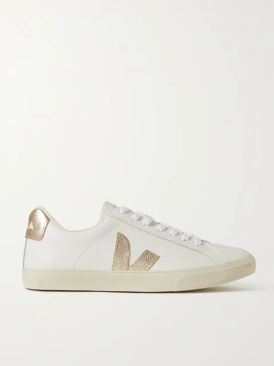 + NET SUSTAIN Esplar metallic-trimmed leather sneakers