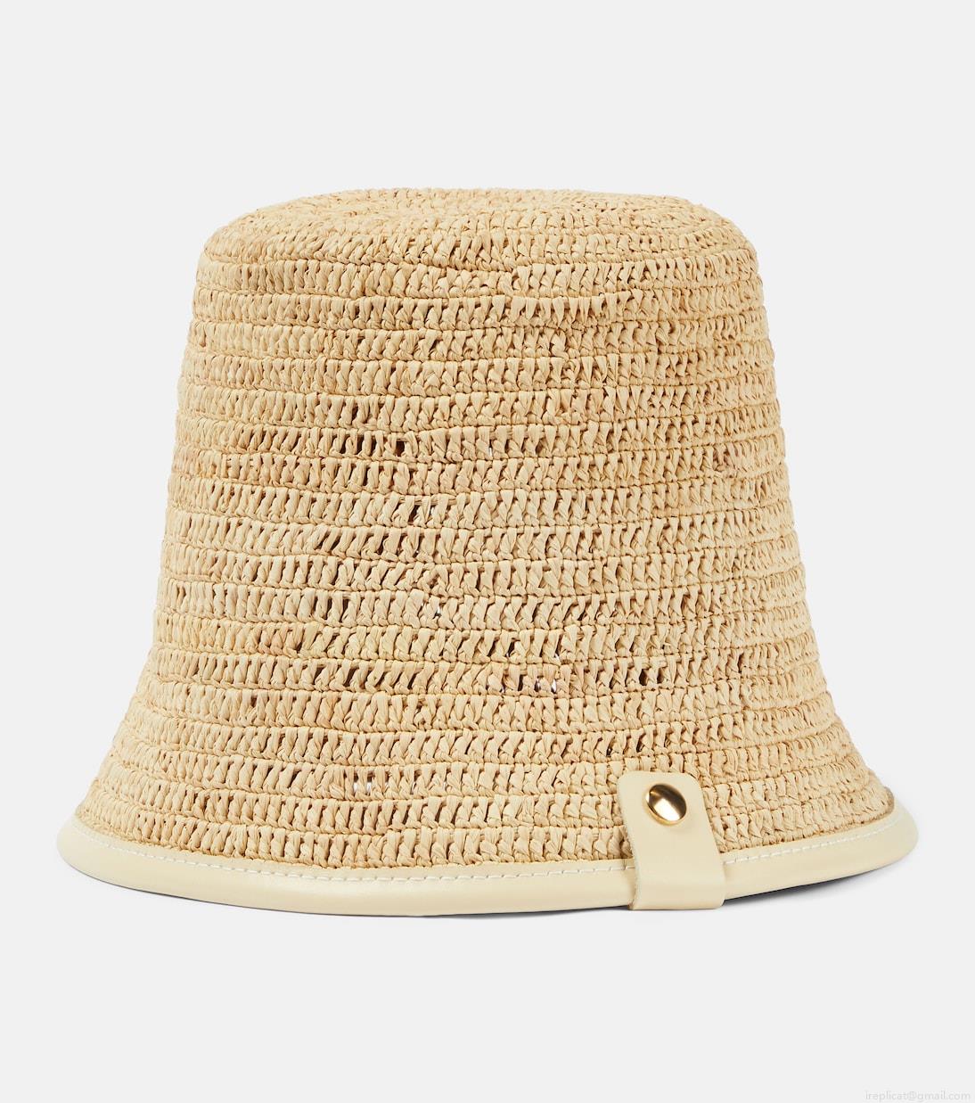 JacquemusLe Bob Soli logo raffia bucket hat