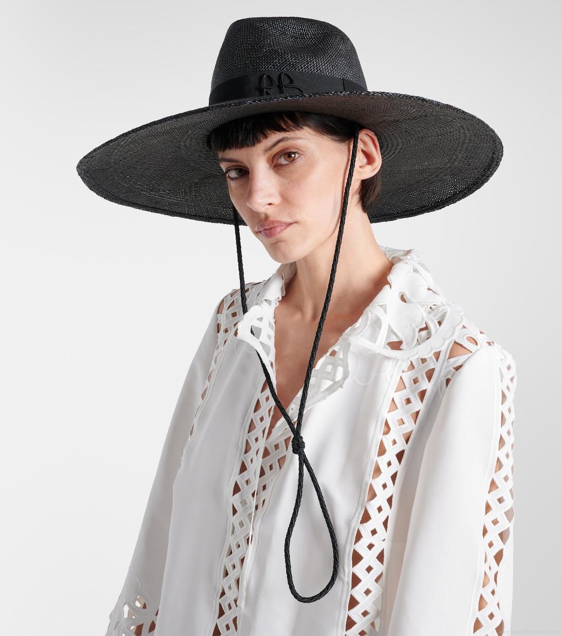 Ruslan BaginskiyLeather-trimmed straw sun hat