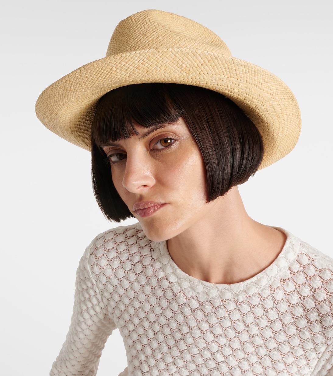 ChloéWoody logo straw Panama hat