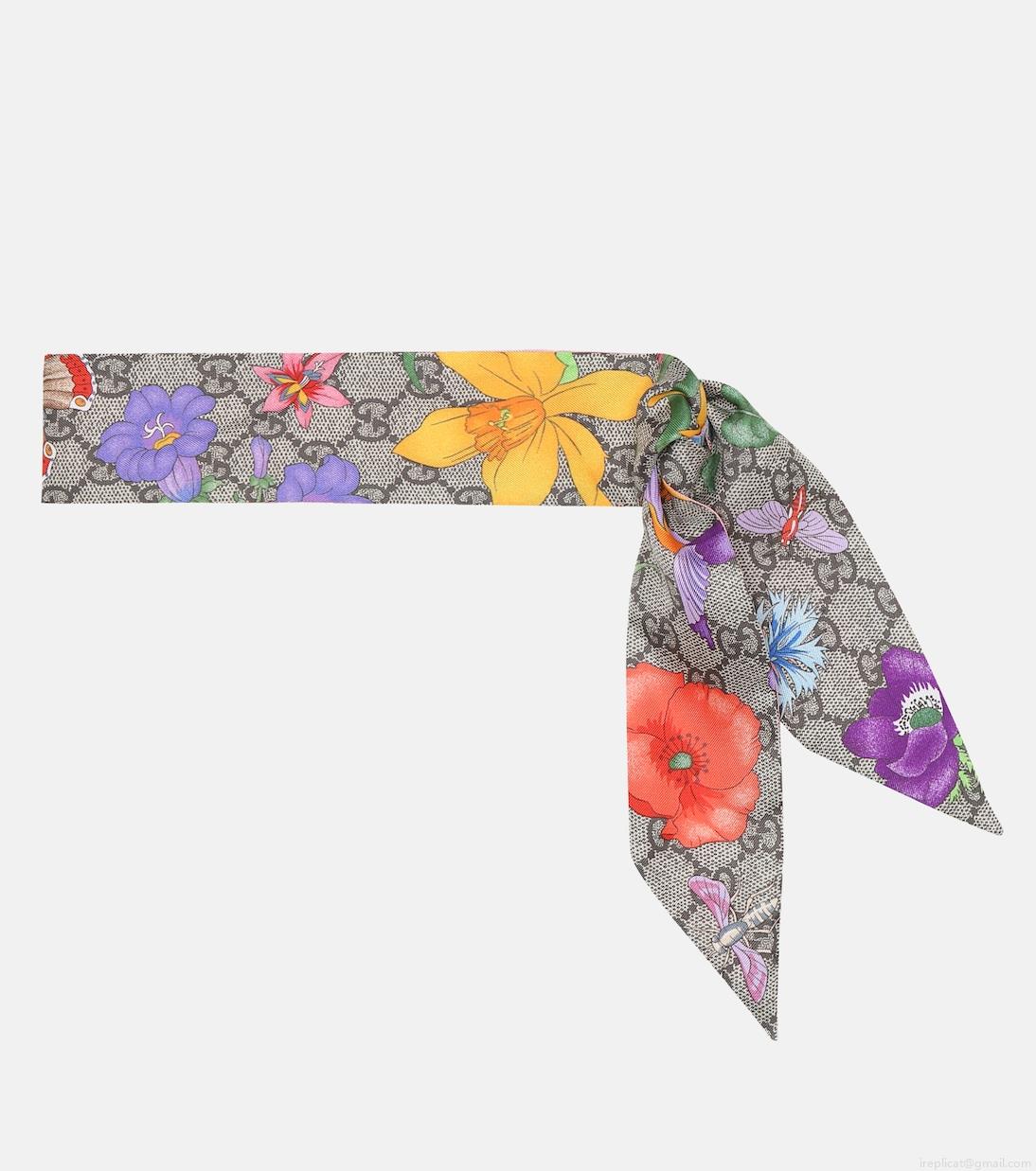 GucciGG Flora silk neck tie