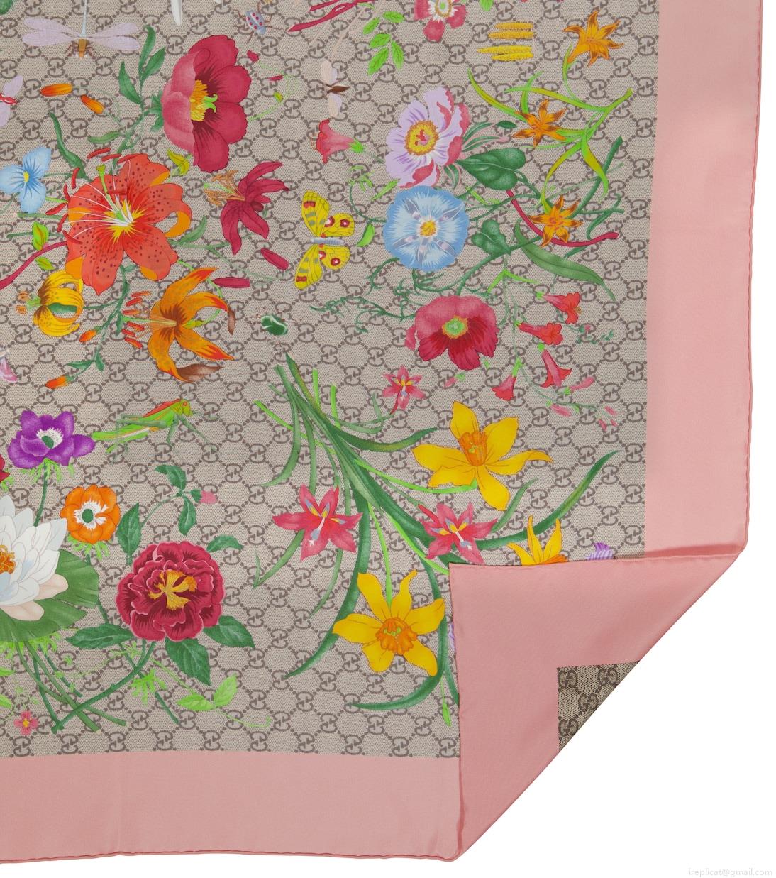 GucciGG Flora silk scarf