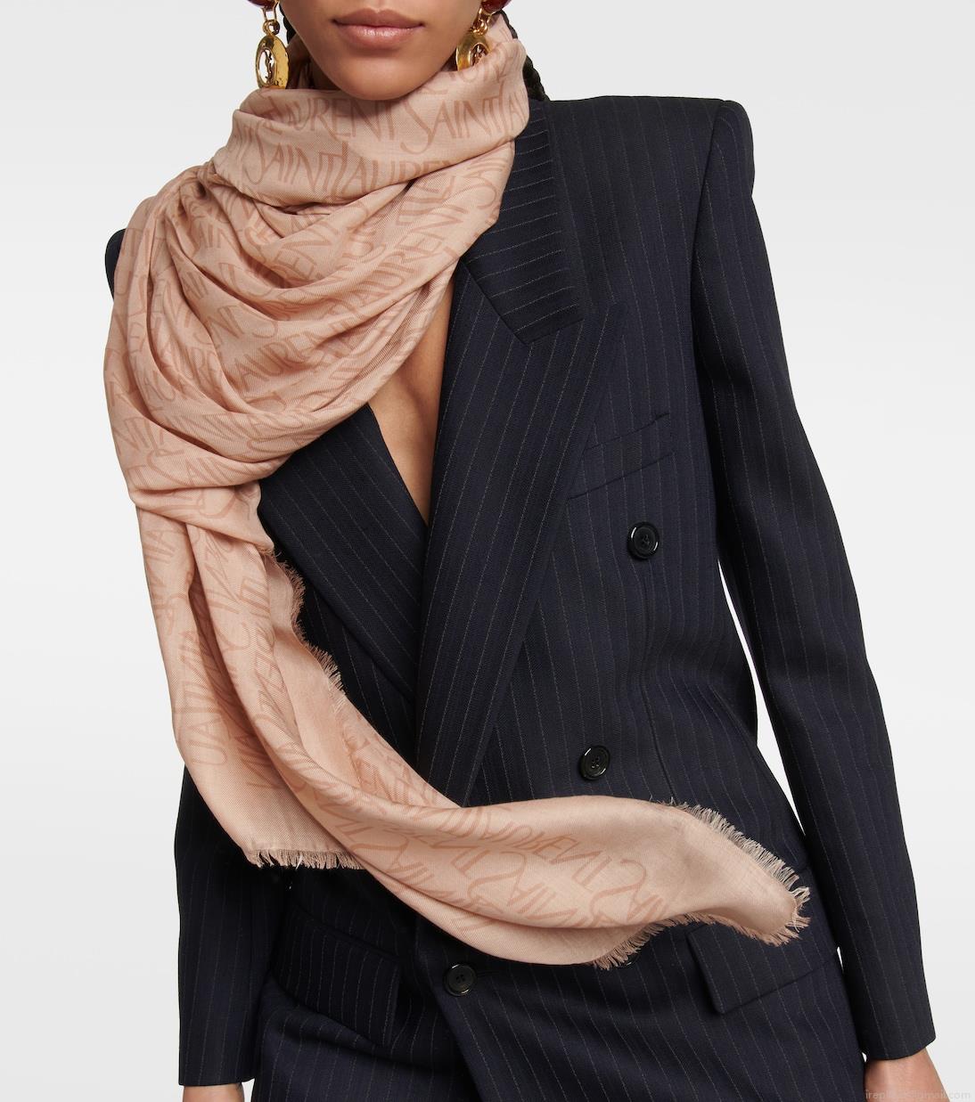 Saint LaurentPrinted modal and cashmere scarf