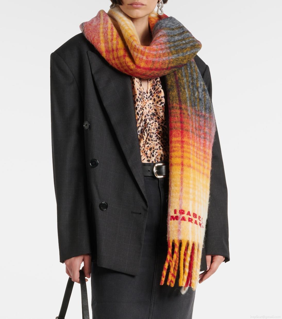 Isabel MarantFirny checked wool-blend scarf