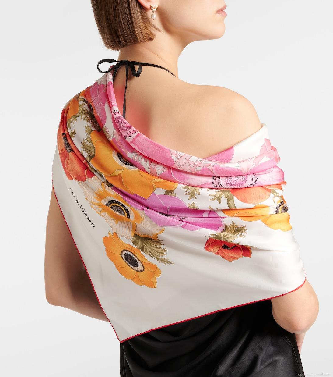 FerragamoFloral silk twill scarf