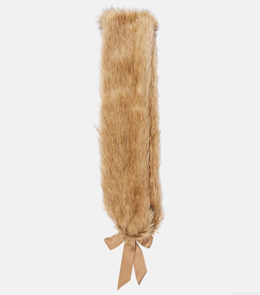 Saint LaurentBow-detail animal-free fur scarf