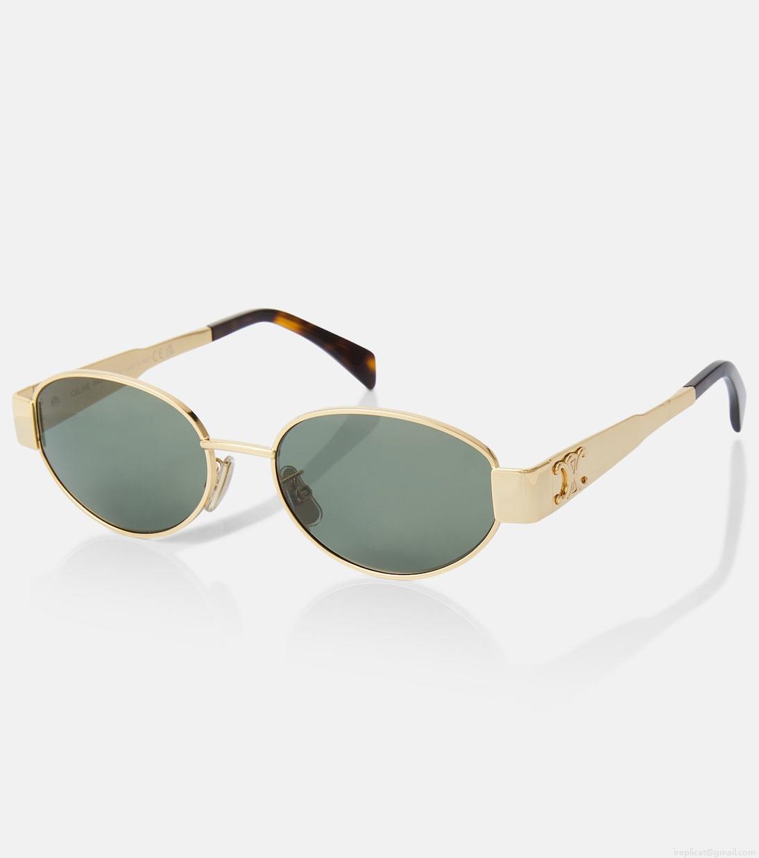 Celine EyewearTriomphe Metal 01 oval sunglasses