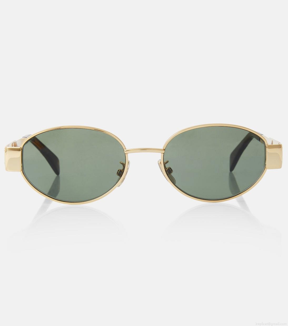 Celine EyewearTriomphe Metal 01 oval sunglasses